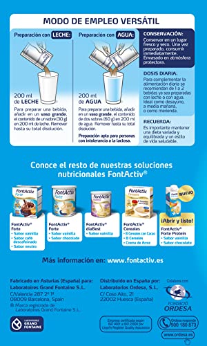 FontActiv Forte Sabor Chocolate - Suplemento Nutricional con Fibra para Adultos 0% Azúcares añadidos- 14 Sobres x 30 gr