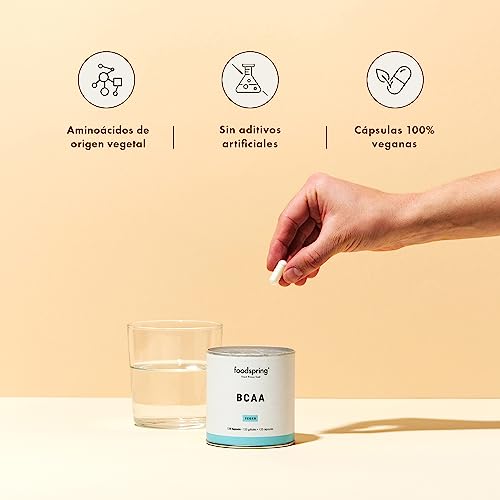 foodspring BCAA, 120 cápsulas, BCAA de origen vegetal, aminoácidos esenciales para los músculos