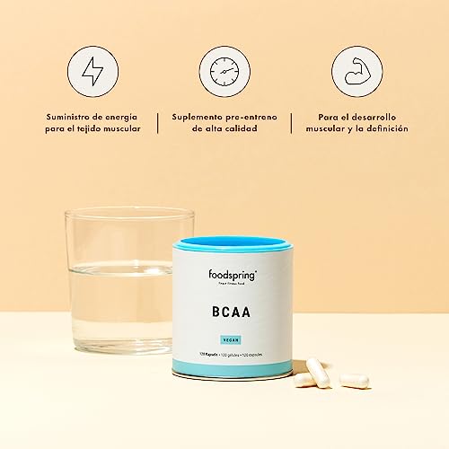 foodspring BCAA, 120 cápsulas, BCAA de origen vegetal, aminoácidos esenciales para los músculos