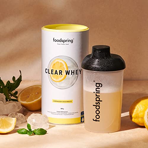 foodspring Clear Whey, limonada, 480 g, batido de proteínas ligero y refrescante con aislado de suero