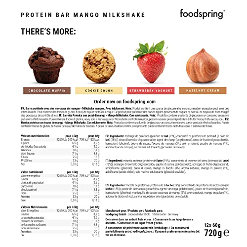 Foodspring Protein Bar 12x60g Mango Milkshake