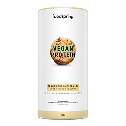 foodspring Proteína Vegana Cookie Dough - 21 g de proteína por batido, B12, B6, ácido fólico, biotina, calcio y zinc, sin soja, sin gluten - 750g