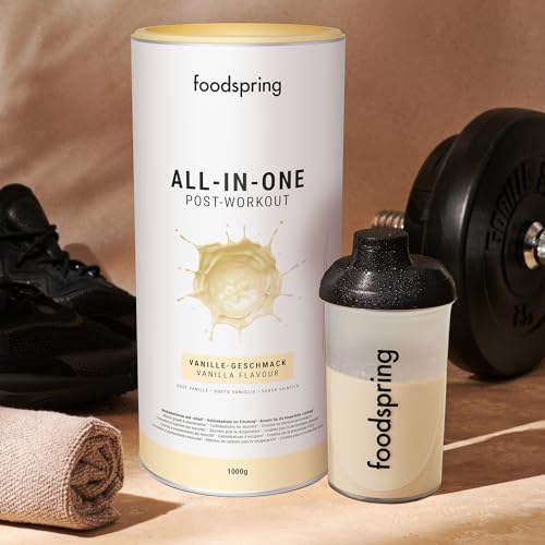 foodspring Recuperador muscular post entreno integral - 20g de carbohidratos por ración para la recuperación después de entrenar - alto contenido en proteínas y poco azúcar (1000g | vainilla)