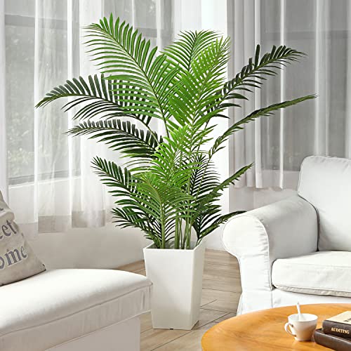 Fopamtri Planta de Palma de Areca Artificial 160 cm Palmera Falsa con 17 Troncos, decoración Moderna para Interiores y Exteriores, Plantas en macetas para la Oficina en casa (2 Piezas)