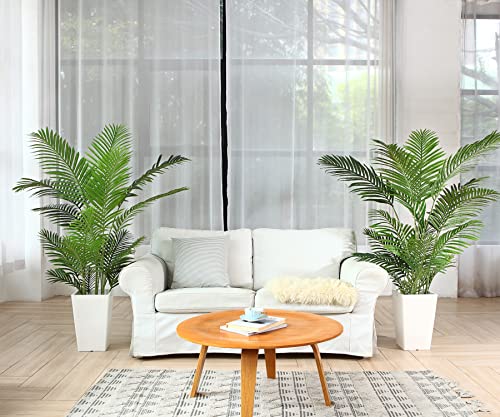 Fopamtri Planta de Palma de Areca Artificial 160 cm Palmera Falsa con 17 Troncos, decoración Moderna para Interiores y Exteriores, Plantas en macetas para la Oficina en casa (2 Piezas)