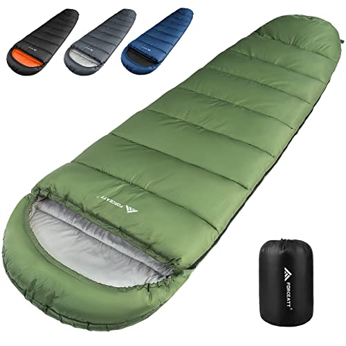 Forceatt Saco de Dormir, 10℃~20℃ 3-4 Estaciones Saco de Dormir de Verano Compacto para Adultos, Pequeño Paquete y Ultraligero (1400g), Resistente al Agua y al Desgarro,Ideal para Camping y Trekking