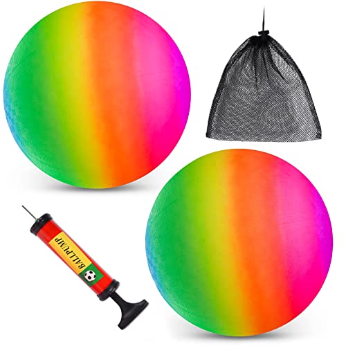 FORMIZON 2 Piezas Balón de Fútbol Blandas para Niños, Pelota de Playa Inflable de PVC, Pelota de Arcoíris de 8.5 Pulgadas, Pelota Hinchable, Bola de Juego de Niños para Interior y Exterior