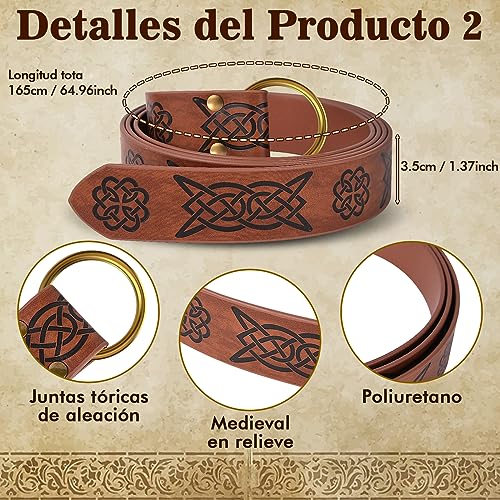 FORMIZON Cinturón Medieval Vikingo Juego, Cinturón Medieval, Cinturón Medieval de Halloween, Cinturón de Cuero Medieval para Fiestas, Bolsa de Cinturón Medieval Accesorios Retro