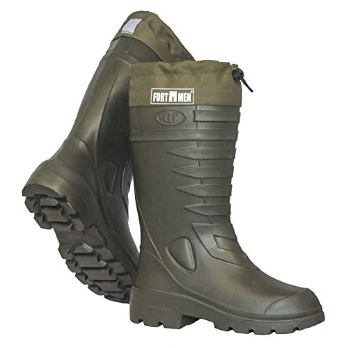 FortMen Botas de goma forradas térmicas para hombre y mujer, botas de invierno cálidas 38-47, botas de trabajo con forro, botas de pesca, verde oliva, 42 EU