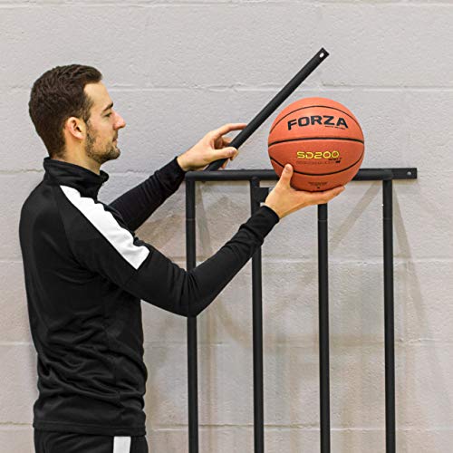 FORZA Soporte Portabalones Fijo de Pared – Estantería Guardapelotas de Acero para Balones de Baloncesto, Fútbol, Voleibol, Balonmano (Armario Seguro con Candados) (18 balones)