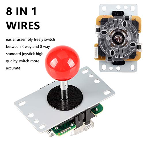 Fosiya - 1 reproductor USB codificador a PC Arcade Joystick Red Top Ball + 10 x 5 V LED Arcade botones para Arcade PC Juegos Mame Raspberry Pi