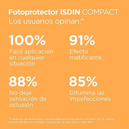 Fotoprotector ISDIN Compact SPF 50+ Arena - Protector solar facial, Cobertura natural de larga duración, Apto para piel atópica y sensible, 10 g