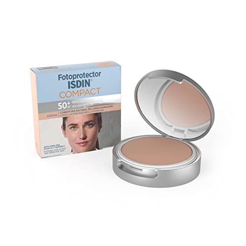 Fotoprotector ISDIN Compact SPF 50+ Arena - Protector solar facial, Cobertura natural de larga duración, Apto para piel atópica y sensible, 10 g