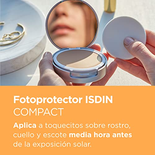 Fotoprotector ISDIN Compact SPF 50+ Arena - Protector solar facial, Cobertura natural de larga duración, Apto para piel atópica y sensible, 10 g