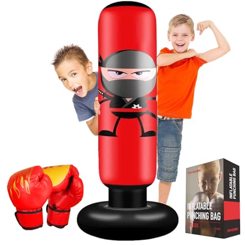 FOYOCER Saco de Boxeo Niños con Guantes de Boxeo 160cm Ninja Saco de Boxeo para Niños 3-12 con Rebote Inmediato para Practicar MMA Karate Taekwondo Regalo Ideal para Niños y Niñas 2023 Nuevo