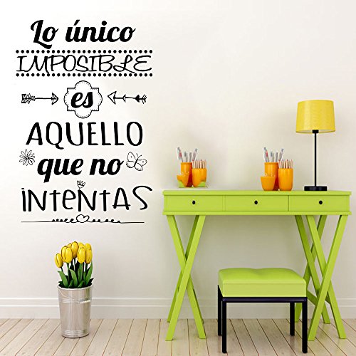 Frase Vinilo "Lo único imposible es aquello..." Vinilos decorativos. frases motivadoras DC-16126 (Vinilo de corte, 90x60cm)