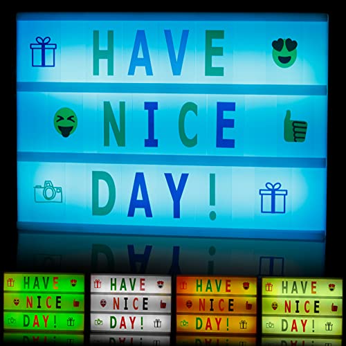 Frasheng Caja de Luz A4 Rosa con 192 Letras,Divertidos Emojis,Cartel Luminoso LED,Caja de Luz de Cine,Para Mensajes Personalizados,Decoración de Habitación,Boda,Aniversario,Cumpleaños,Fiesta