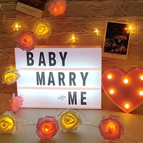 Frasheng Caja de Luz A4 Rosa con 192 Letras,Divertidos Emojis,Cartel Luminoso LED,Caja de Luz de Cine,Para Mensajes Personalizados,Decoración de Habitación,Boda,Aniversario,Cumpleaños,Fiesta