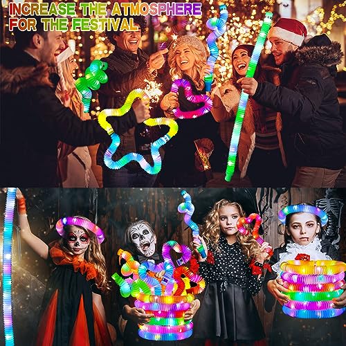 Frasheng Mini Tubos Pop Juguetes Sensoriales, 12pcs Tubo Pop Luminoso Tubo Elástico Multicolor Juguete Educativo,para Aliviar el Estrés TDAH Juguetes Creativos, para niños y niñas