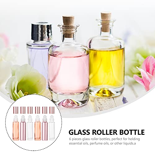 FRCOLOR 6 botellas de perfume, andadores, perfume, mini recipientes de viaje para líquidos, botella vacía, 10 ml, botellas de perfume, dispensador de rollo, dispensador de rollos de cristal, bola de