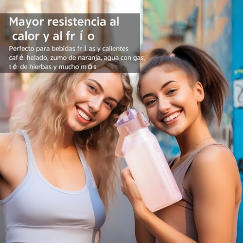 Free Breath garrafa agua 2 litros, [Tritan sin BPA] Botella de agua de plástico a prueba de fugas de 2L, botella deportiva para bicicleta para acampar(Violeta)