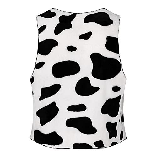 Freebily Chaleco Estampado de Vaca para Hombre Chaleco sin Manga Cowboy Disfraz Navidad Halloween Cárdigan Franela Cosplay Invierno Hombre Negro M