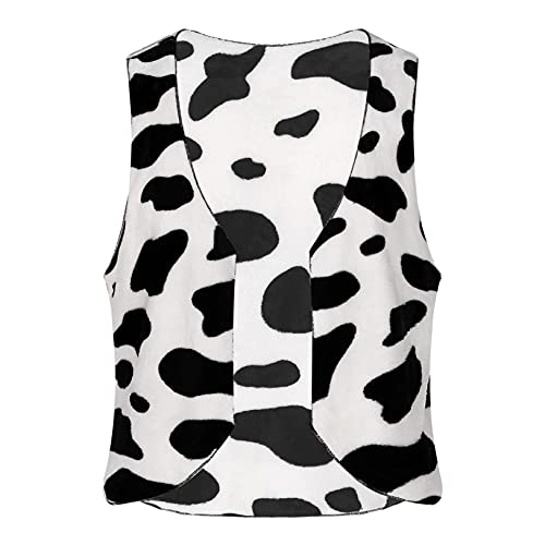 Freebily Chaleco Estampado de Vaca para Hombre Chaleco sin Manga Cowboy Disfraz Navidad Halloween Cárdigan Franela Cosplay Invierno Hombre Negro M