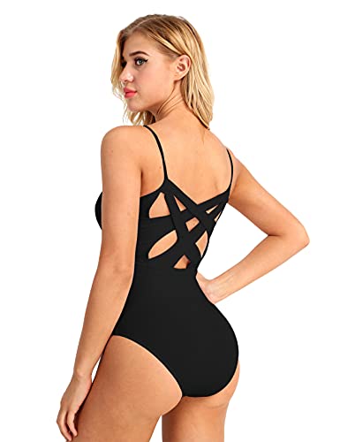 Freebily Maillot Ballet para Mujer Maillot Clásico de Danza Ballet Gimnasia Maillot Leotardo Bailarina Body Algodón Maillot Yoga Fitness Mujer Negro M