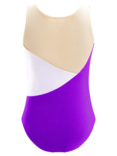 Freebily Maillot Brillante de Danza para Niña sin Manga Leotardo de Ballet Body Elástico Clásico Mono de Gimnasia Deportivo Yoga A Morado 7-8 años