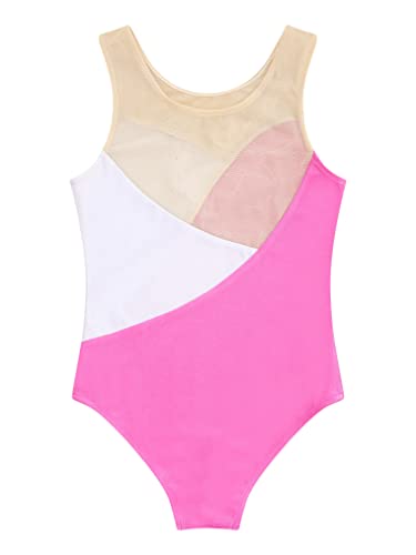 Freebily Maillot Brillante de Danza para Niña sin Manga Leotardo de Ballet Body Elástico Clásico Mono de Gimnasia Deportivo Yoga A Rosa 5-6 años