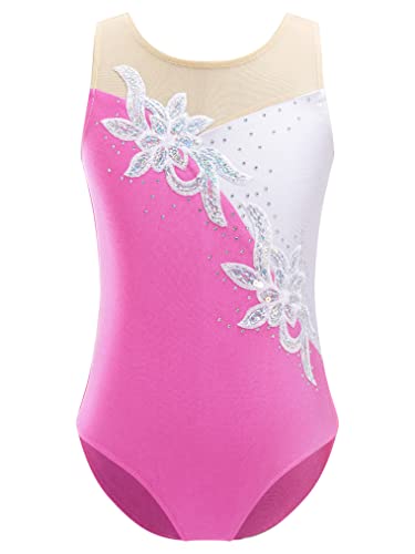 Freebily Maillot Brillante de Danza para Niña sin Manga Leotardo de Ballet Body Elástico Clásico Mono de Gimnasia Deportivo Yoga A Rosa 5-6 años