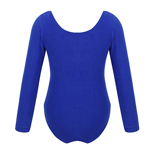 Freebily Maillot de Danza Gimnasia Leotardo para Niñas Maillot Clásico Elástico Manga Larga de Ballet de Algodón Yoga Fitness (3-12 Años) Azul Oscuro 6 años