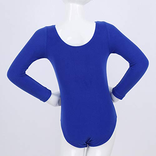 Freebily Maillot de Danza Gimnasia Leotardo para Niñas Maillot Clásico Elástico Manga Larga de Ballet de Algodón Yoga Fitness (3-12 Años) Azul Oscuro 6 años