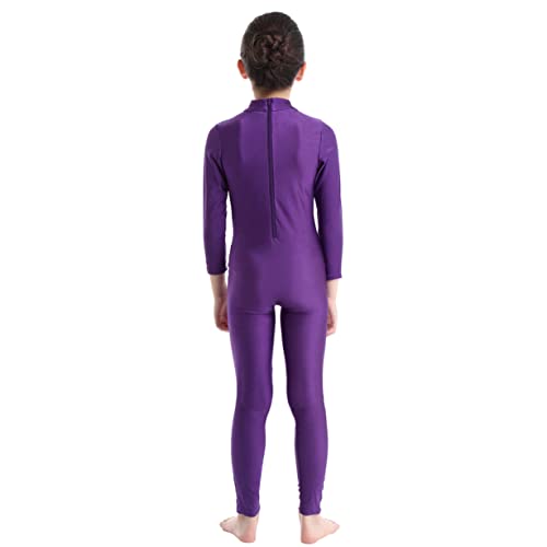 Freebily Maillot de Gimnasia para Niña Mono de Danza Fitness Gym Maillots Jumpsuit Deportivo Manga Larga Elástica Leotardo Ballet Patinaje Niña Morado 8-10 años