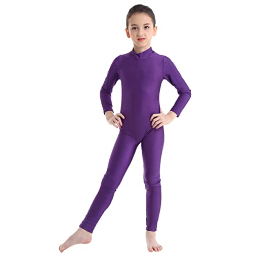 Freebily Maillot de Gimnasia para Niña Mono de Danza Fitness Gym Maillots Jumpsuit Deportivo Manga Larga Elástica Leotardo Ballet Patinaje Niña Morado 8-10 años