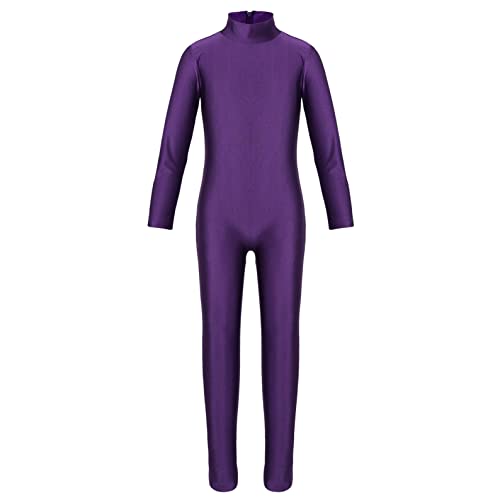 Freebily Maillot de Gimnasia para Niña Mono de Danza Fitness Gym Maillots Jumpsuit Deportivo Manga Larga Elástica Leotardo Ballet Patinaje Niña Morado 8-10 años