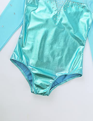 Freebily Maillot de Patinaje Artístico para Niña Leotardo de Manga Larga Mono Brillante de Gimnasia Rítmica Deportivo Body Ballet Clásico Disfraz de Baile Rosa roja 3-4 años