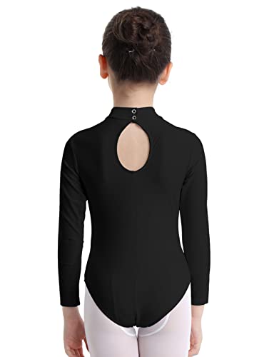 Freebily Maillot Leotardo Gimnasia Elástico para Niña Maillot de Danza Ballet Gimnasia Rítmica Manga Larga Body Clásico Mono Malla Fitness Patinaje Infántil Negro A 5-6 años