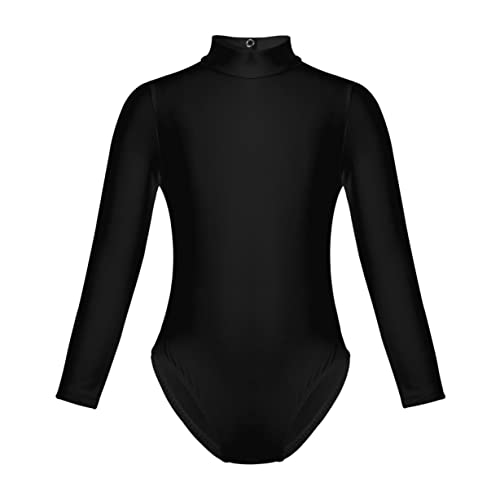 Freebily Maillot Leotardo Gimnasia Elástico para Niña Maillot de Danza Ballet Gimnasia Rítmica Manga Larga Body Clásico Mono Malla Fitness Patinaje Infántil Negro A 5-6 años