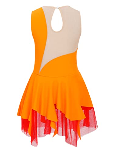 Freebily Vestido de Danza Ballet para Niña sin Manga Maillot con Falda Ballet Maillot de Gimnasia Rítmica Patinaje Competición Traje de Baile W Naranja 8 años