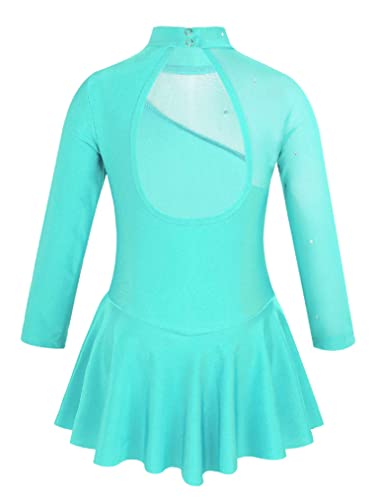 Freebily Vestido de Danza Patinaje Sobre Hielo para Niña Leotardo de Manga Larga Maillot de Gimnasia Rítmica Competición Vestido de Bailarina Ballet Verde 12 años