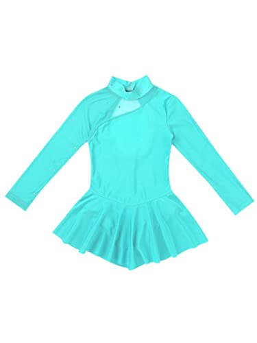 Freebily Vestido de Danza Patinaje Sobre Hielo para Niña Leotardo de Manga Larga Maillot de Gimnasia Rítmica Competición Vestido de Bailarina Ballet Verde 12 años