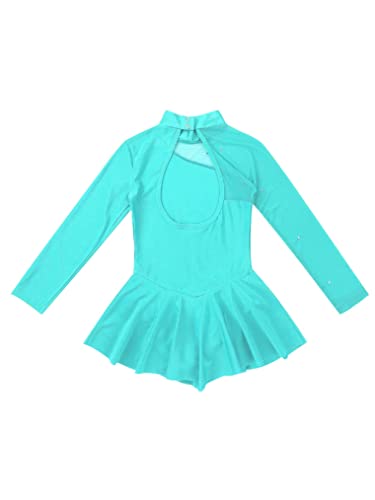 Freebily Vestido de Danza Patinaje Sobre Hielo para Niña Leotardo de Manga Larga Maillot de Gimnasia Rítmica Competición Vestido de Bailarina Ballet Verde 12 años