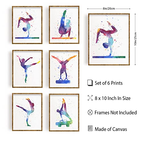 FREEBLOSS Juego de 6 impresiones de gimnasia para pared, lienzo, decoración de pared, póster sin marco, arte de pared para sala de estar para decoración de dormitorio