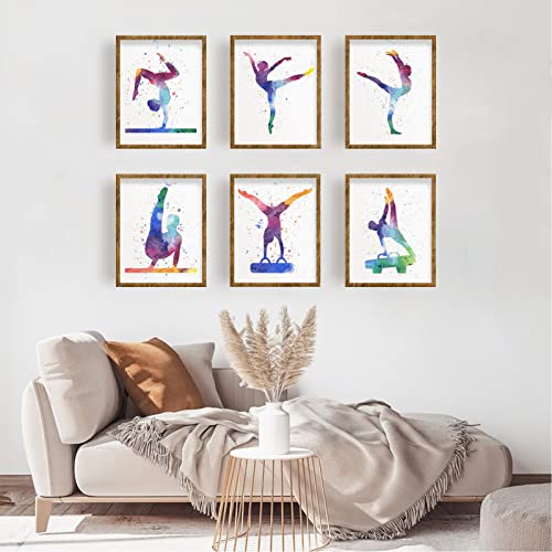 FREEBLOSS Juego de 6 impresiones de gimnasia para pared, lienzo, decoración de pared, póster sin marco, arte de pared para sala de estar para decoración de dormitorio