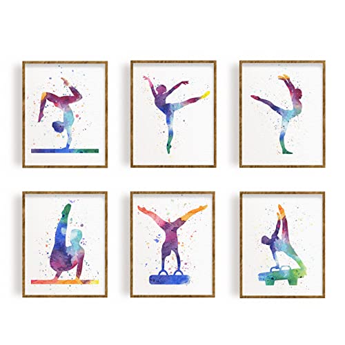 FREEBLOSS Juego de 6 impresiones de gimnasia para pared, lienzo, decoración de pared, póster sin marco, arte de pared para sala de estar para decoración de dormitorio