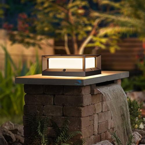 FREEDL LED Farola Exterior Jardin, Poste de Jardin Patio Antracita, IP65 Impermeable Lámpara de Sobremuro Balcón de LED Aluminio Farol de Pie Entrada Terraza, 3000K Blanco Cálido, 720LM