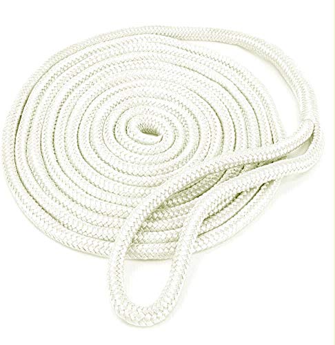 FreeTec Cuerda de amarre de nailon para barco, 2 piezas, con ojo, 12 mm de diámetro, 4,5 m de largo, color blanco