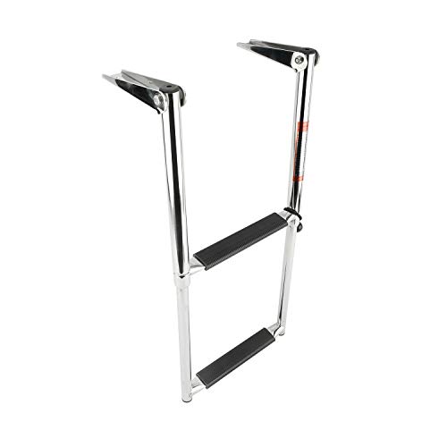 FreeTec Escalera de Acero Inoxidable para Barcos Escalera de baño telescópica Antideslizante Escalera de Piscina (con 2 peldaños)