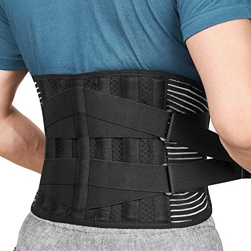 FREETOO Faja Lumbar Para Hombre y Mujer con 6 varillas de soporte, Cinturón Lumbar con Doble Ajuste, Transpirable Faja Lumbar Hombre Trabajo (XXL(waist:55.1''-66.9'')